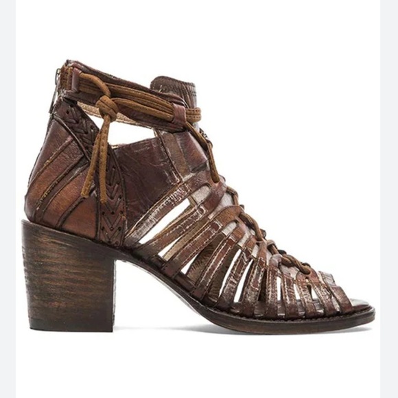 Freebird by Steven Shoes - Freebird Wazee Bootie Sandal Brown Sz 7 Cowgirl western boho distressed